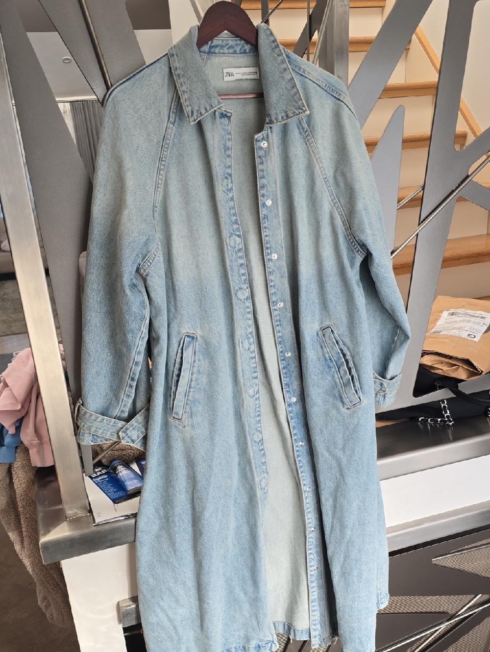 Zara Pale Blue Denim Jacket with Label